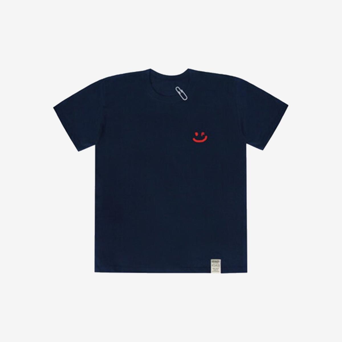 [UNISEX] Small Drawing Smile White Clip Short Sleeve Tee (Navy)