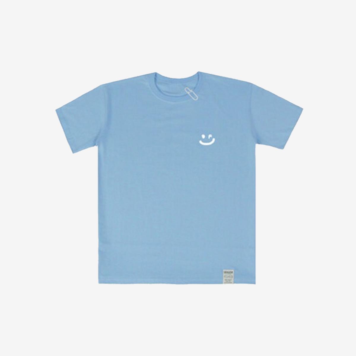 [UNISEX] Small Drawing Smile White Clip Short Sleeve Tee (Sky Blue)