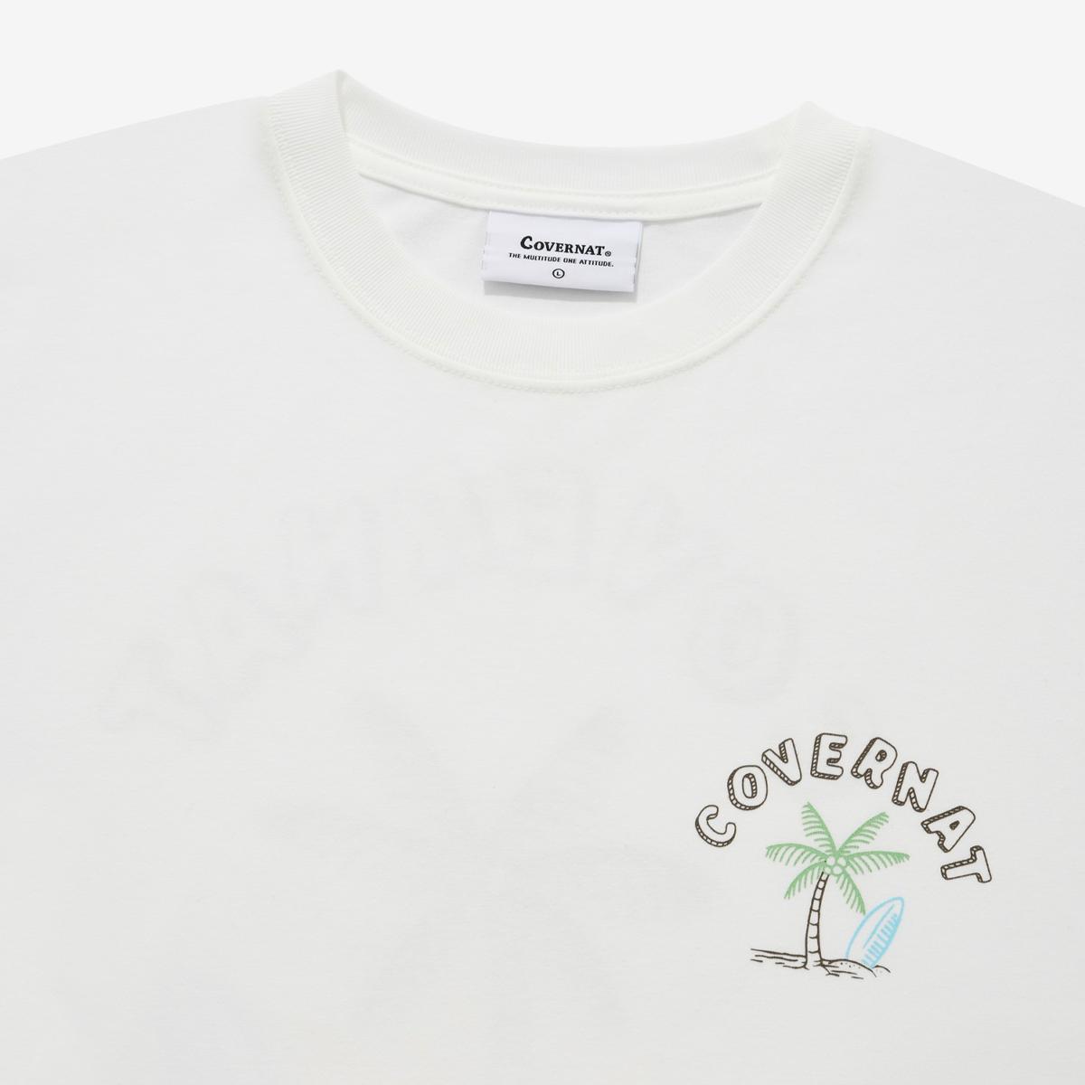 海灘&棕櫚樹短袖T恤（白色）
