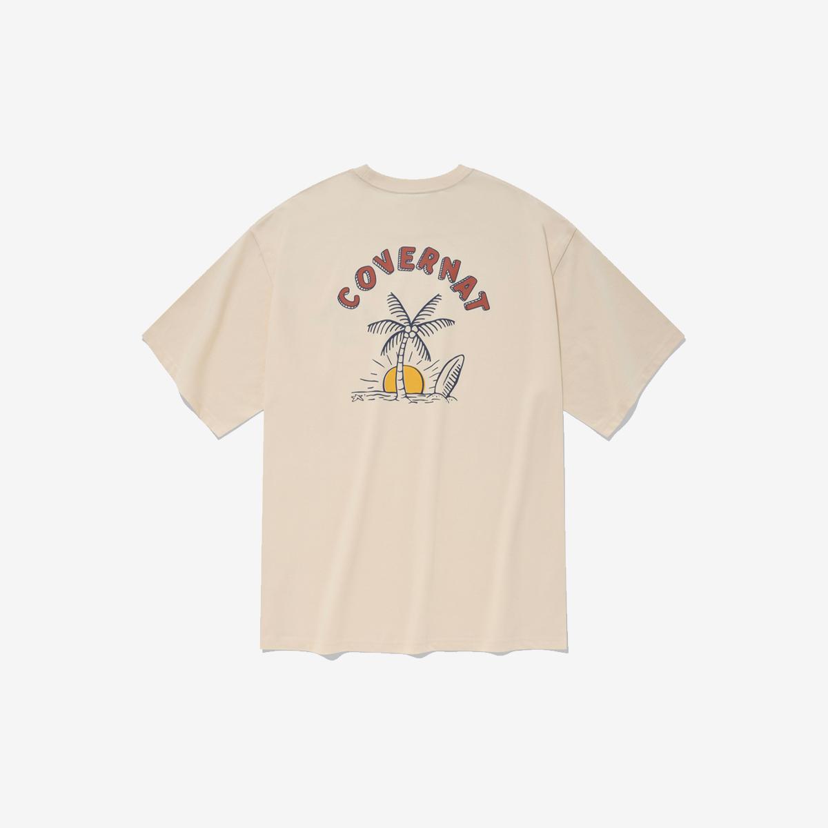 海灘&棕櫚樹短袖T恤（象牙白）