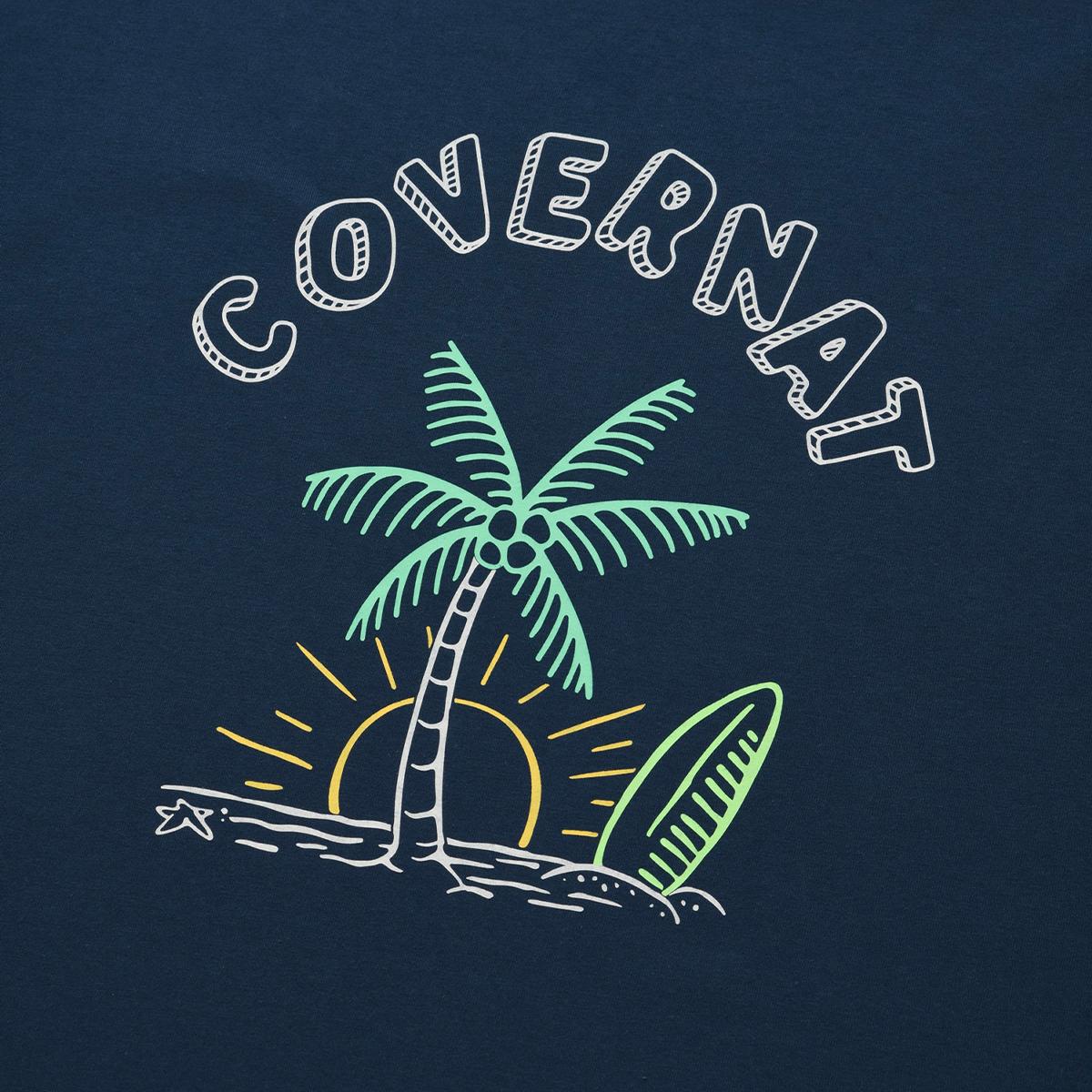 海灘&棕櫚樹短袖T恤（藍色）