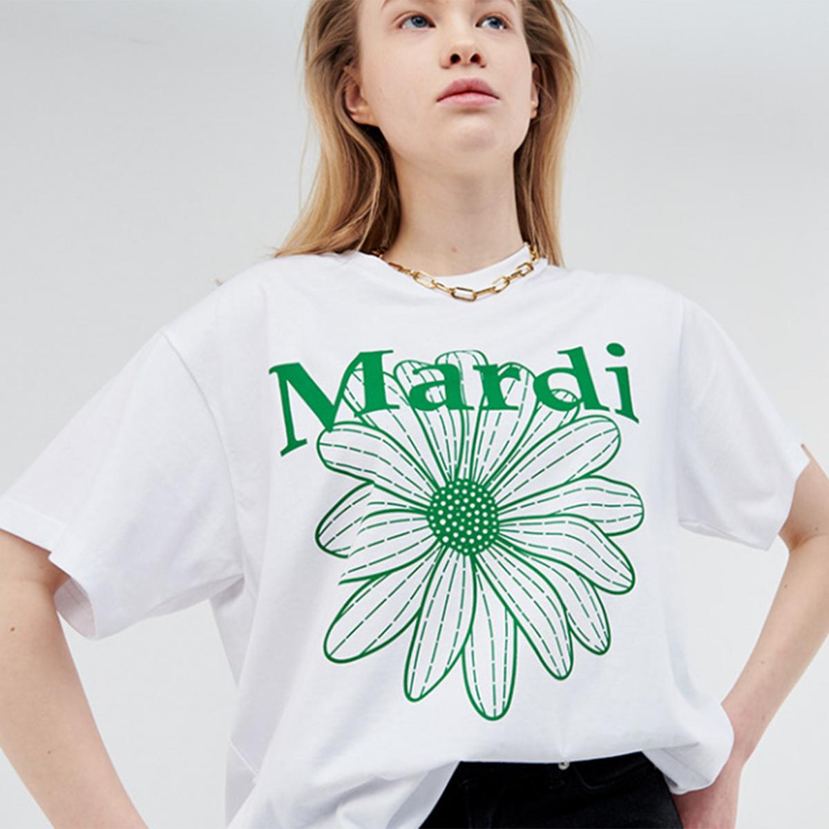FLOWERMARDI Tシャツ（ホワイトグリーン）