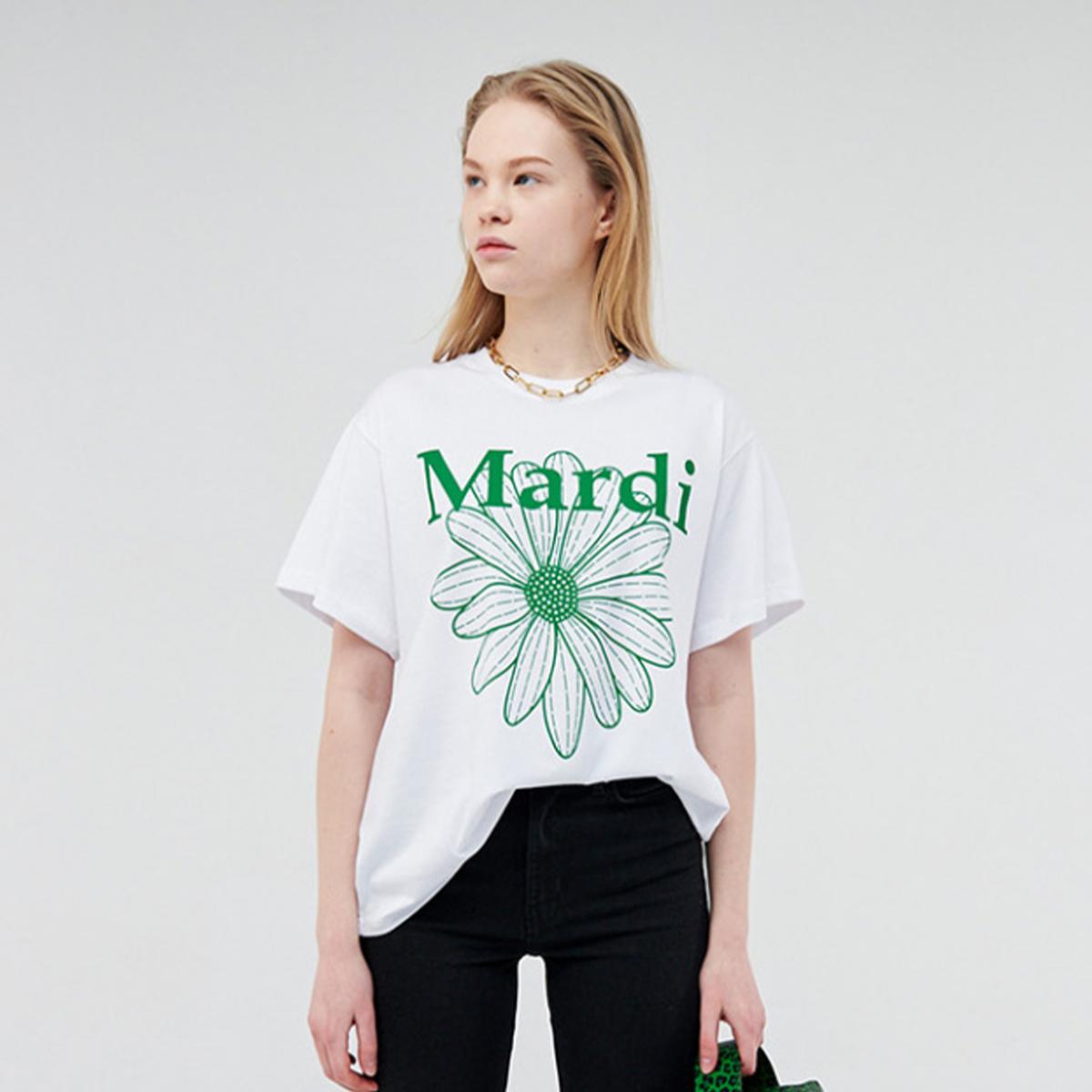 Flowermardi T-shirt (White Green)
