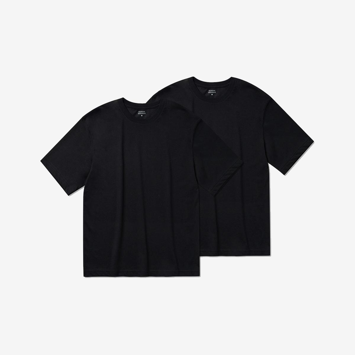 素面涼感短袖T恤兩件組（黑色/黑色）