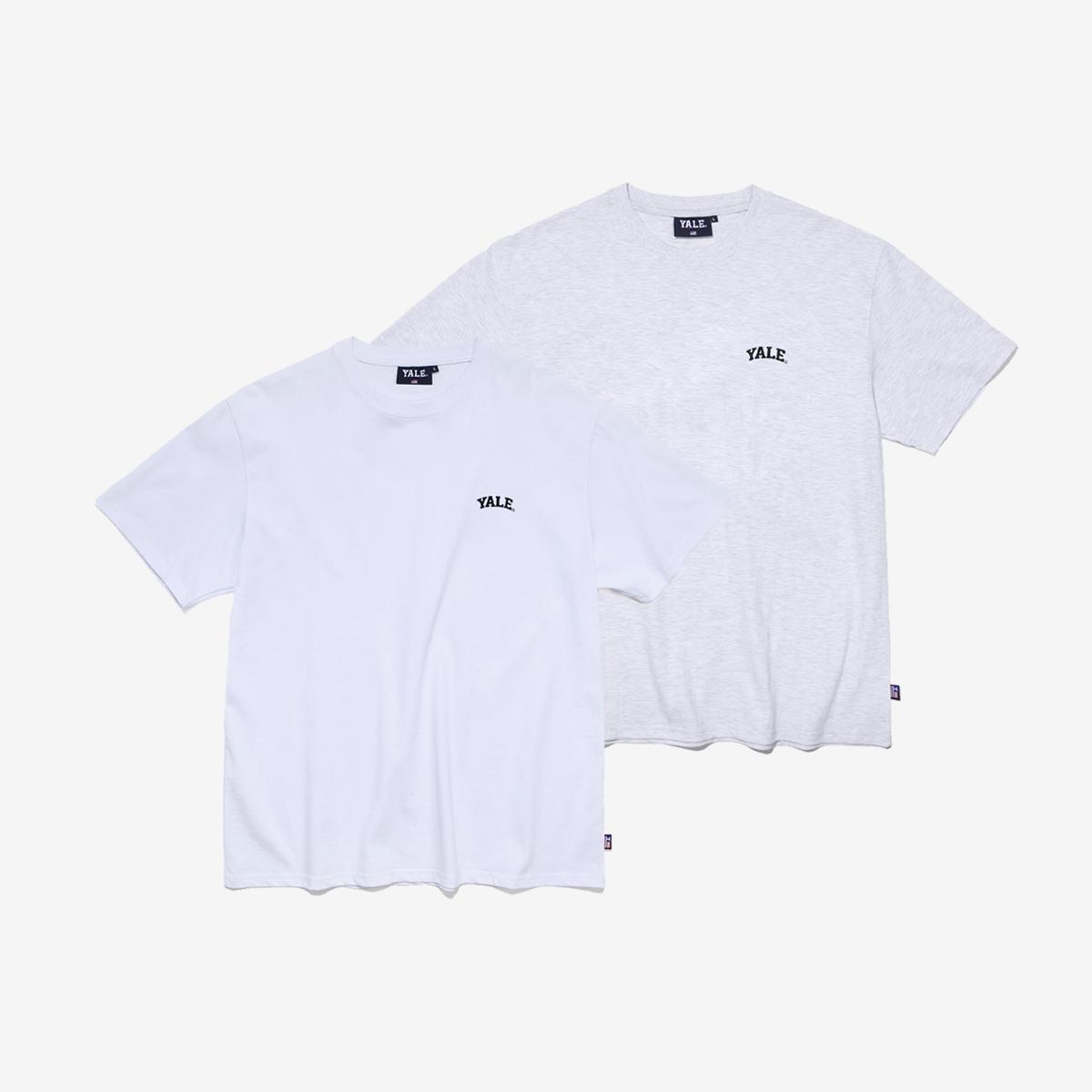弧形小LOGO短袖T恤兩件組（白色/淺灰色）