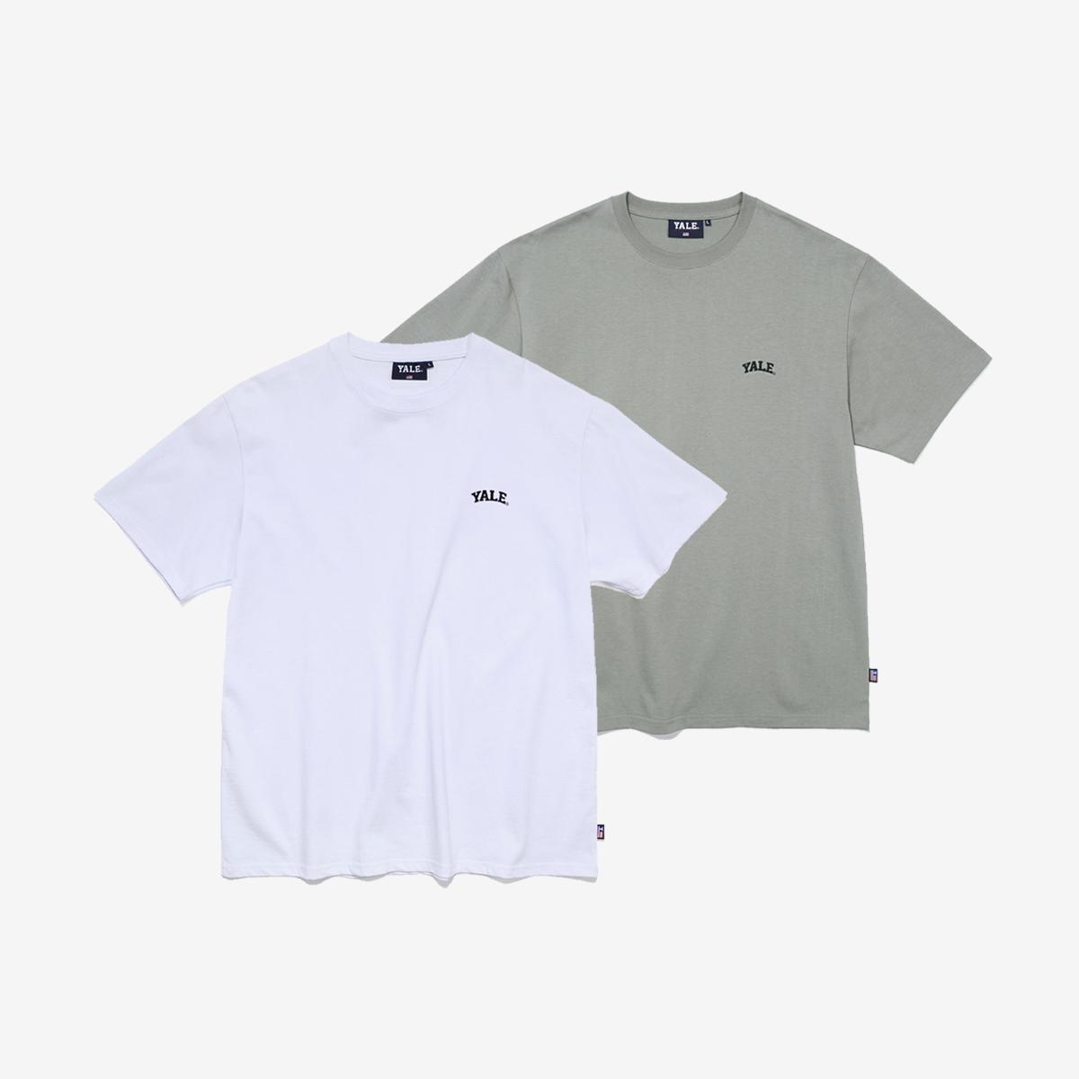 弧形小LOGO短袖T恤兩件組（白色/墨綠色）