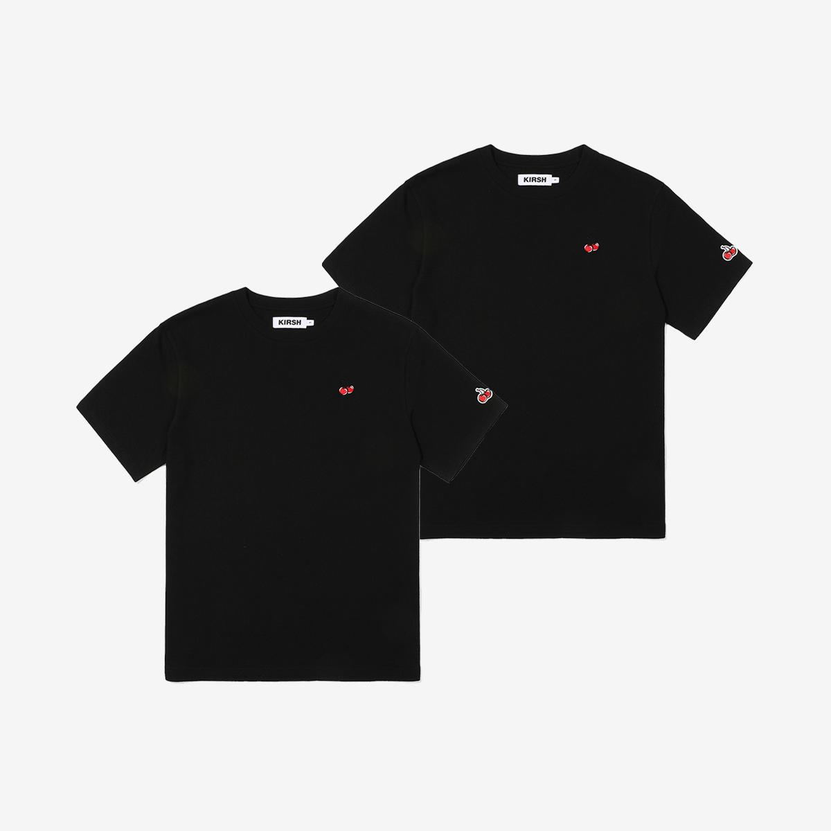 小櫻桃刺繡短袖T恤兩件組（黑色）