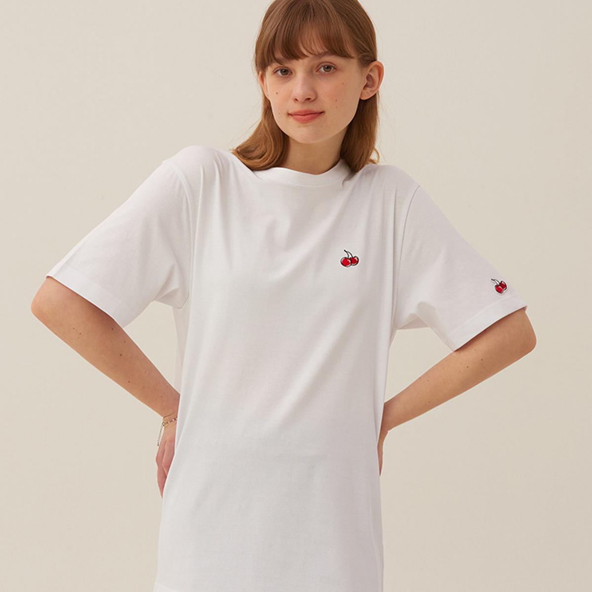 小櫻桃刺繡短袖T-Shirt兩件裝（白色）