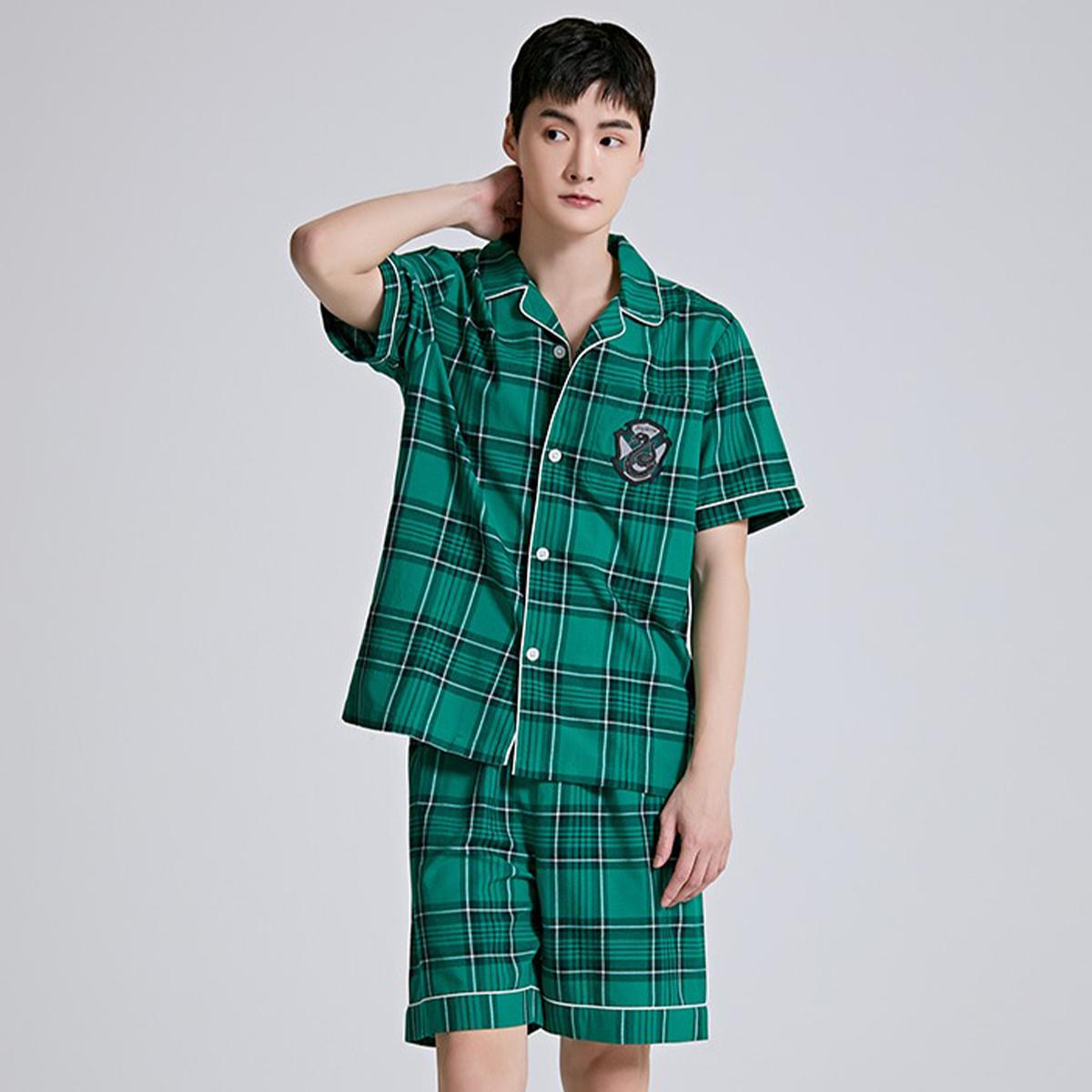 《哈利波特聯名款》霍格華茲宿舍短袖睡衣套裝（綠色）