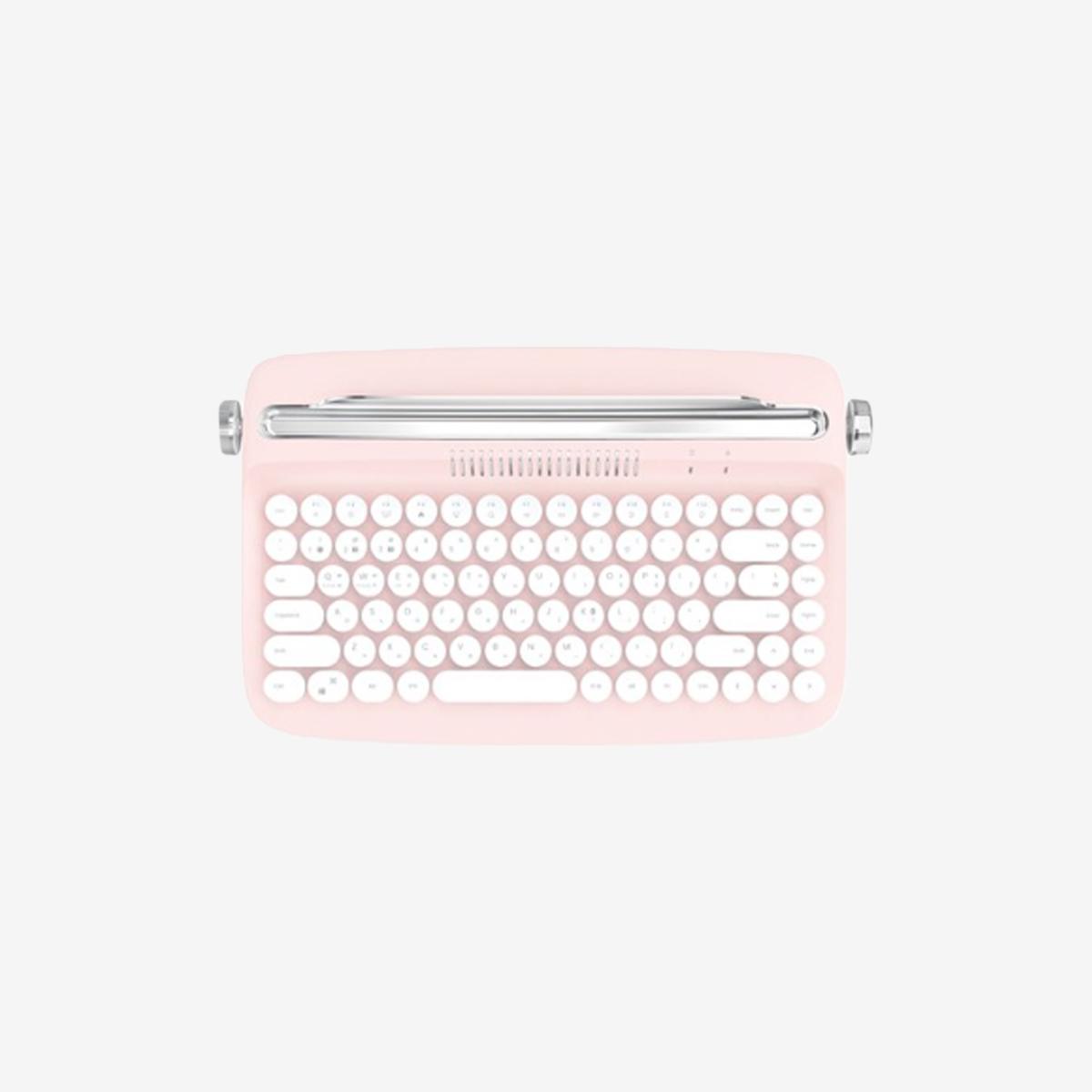 無線藍芽復古打字機鍵盤（粉紅色）