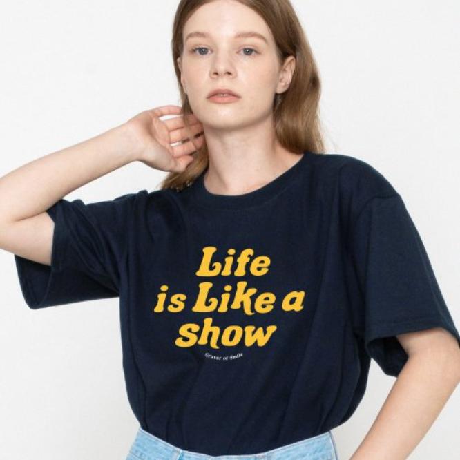 BIG ロゴ LIFE スマイル Tシャツ（ネイビー）