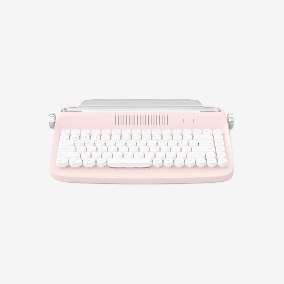 無線藍芽復古打字機鍵盤（粉紅色）