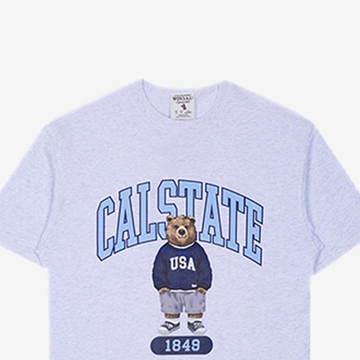 印刷小熊短袖T恤（淺灰色）