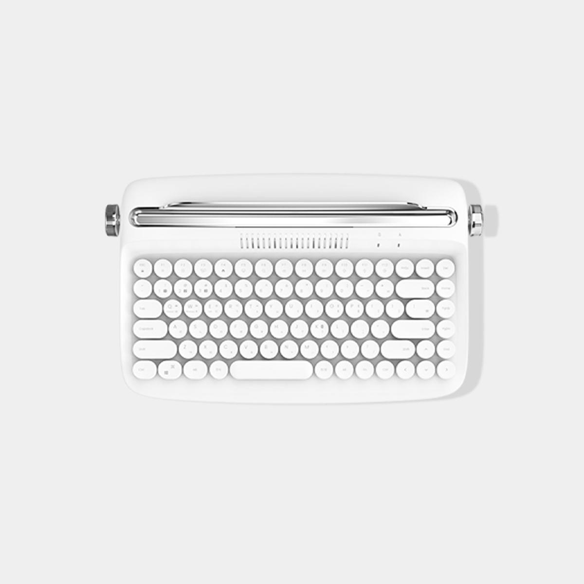 Retro Mini Bluetooth Multi-Pairing Wireless Keyboard (White)