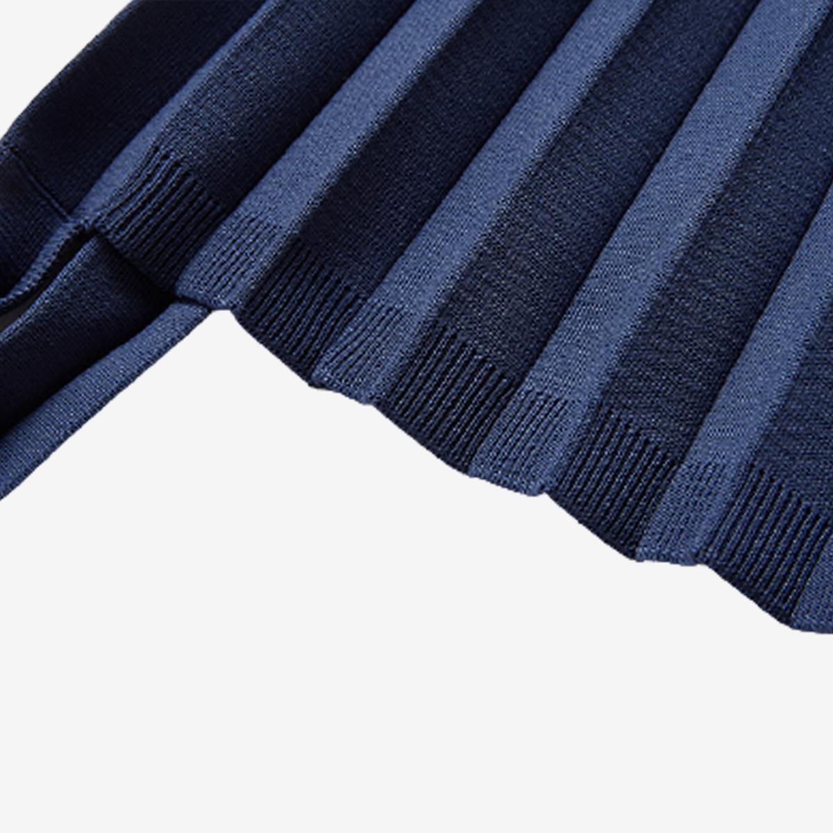 Knit Pleated Shoulder Bag (Navy)
