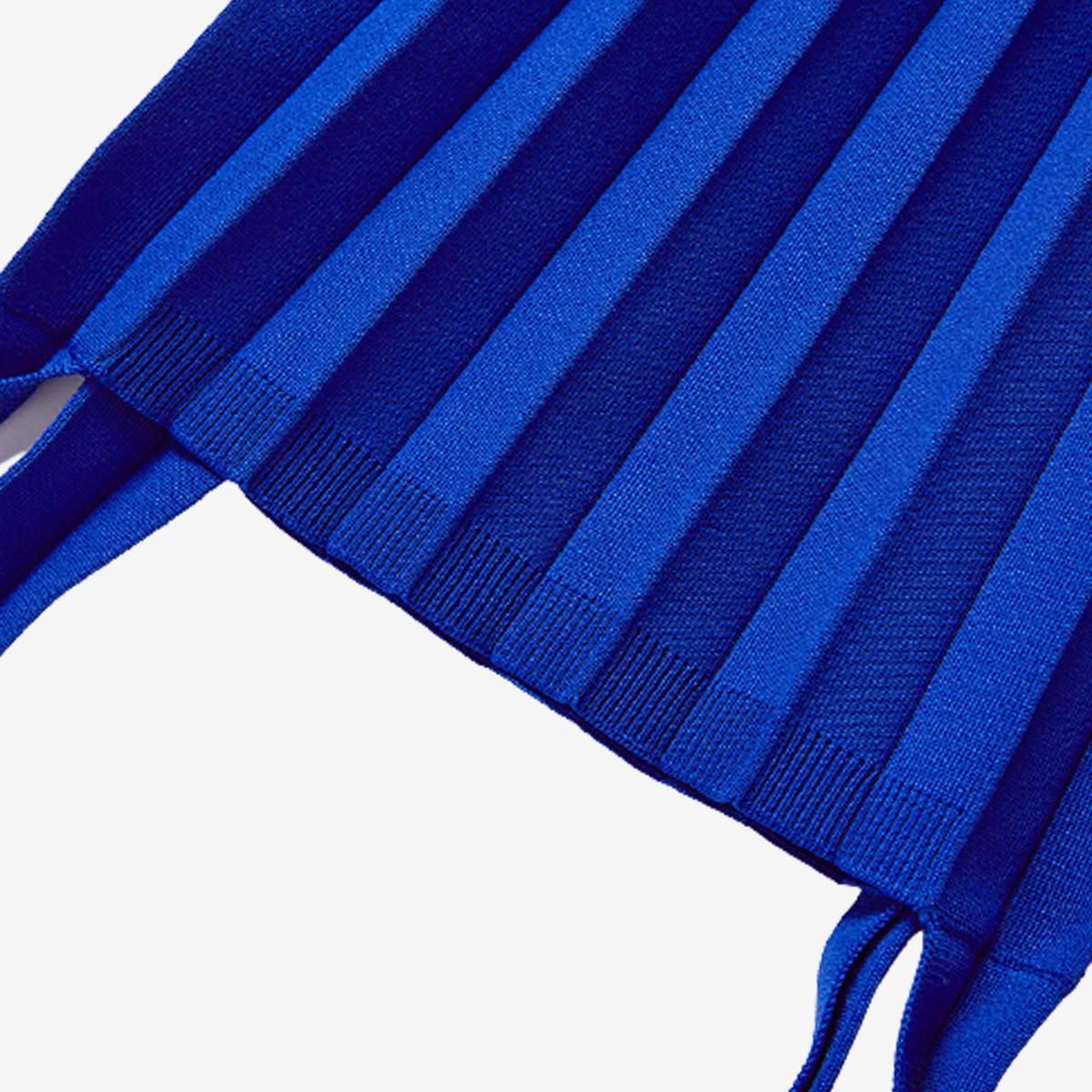 Knit Pleated Shoulder Bag (Blue)