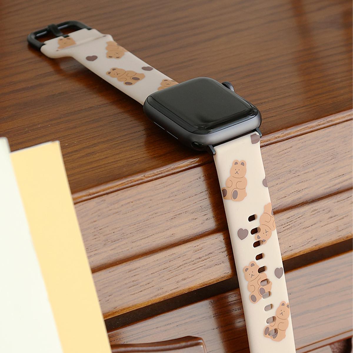 Apple Watch矽膠錶帶 ver.4（棕色小熊）