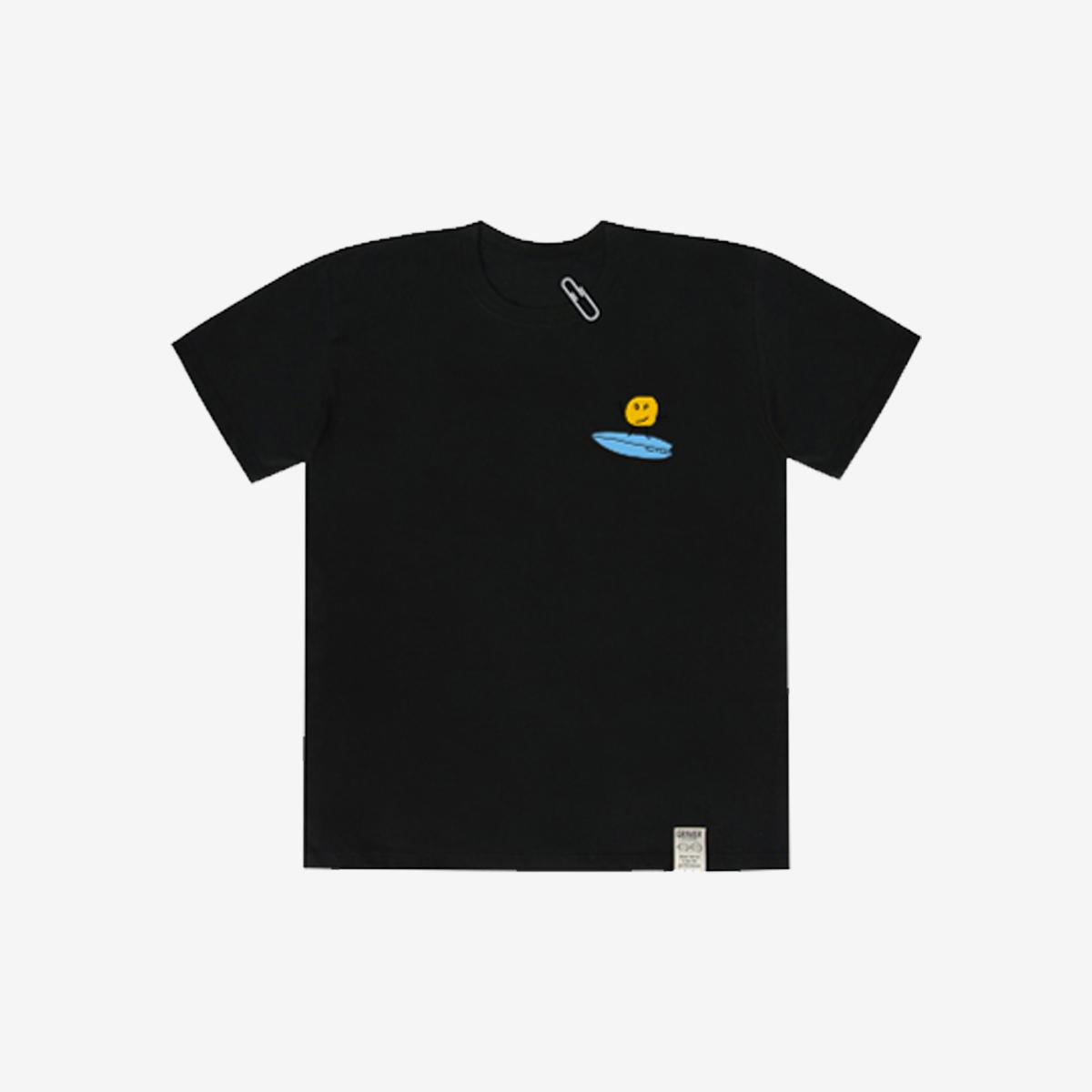 衝浪塗鴉迴紋針短袖T恤（黑色）