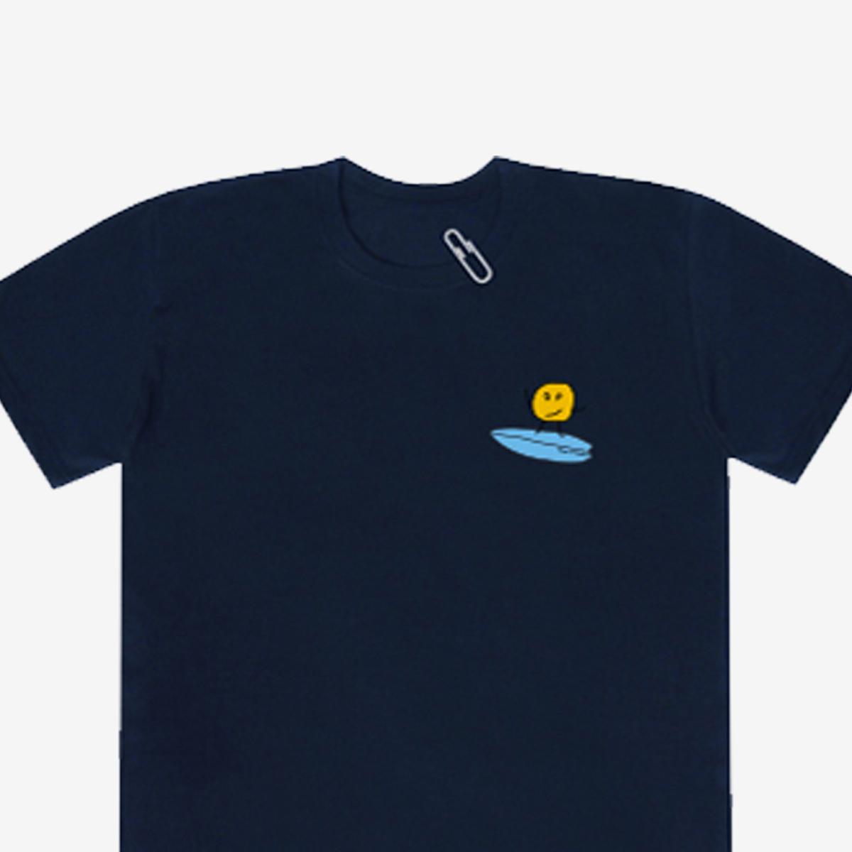 衝浪塗鴉迴紋針短袖T恤（海軍藍）