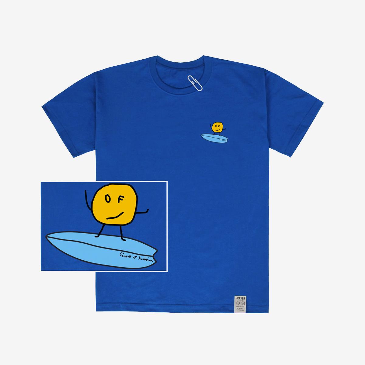 衝浪塗鴉迴紋針短袖T恤（鈷藍色）