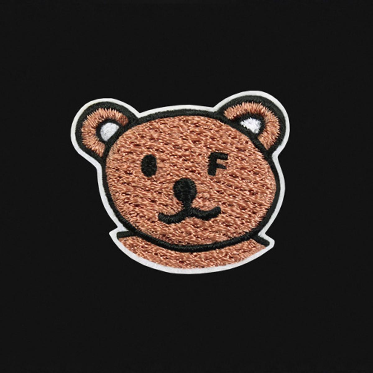 微笑小熊刺繡短袖T恤（黑色）