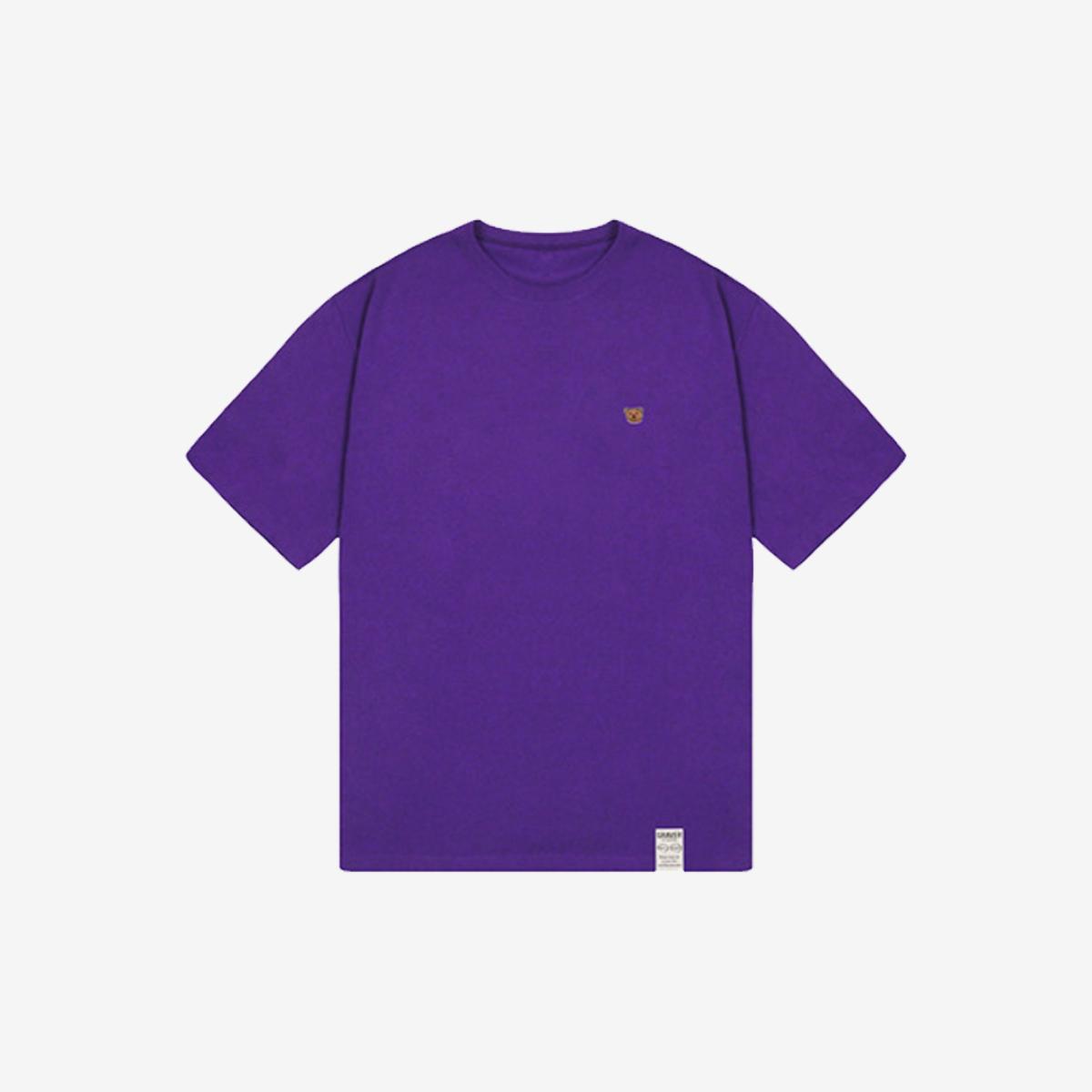 微笑小熊刺繡短袖T恤（紫色）