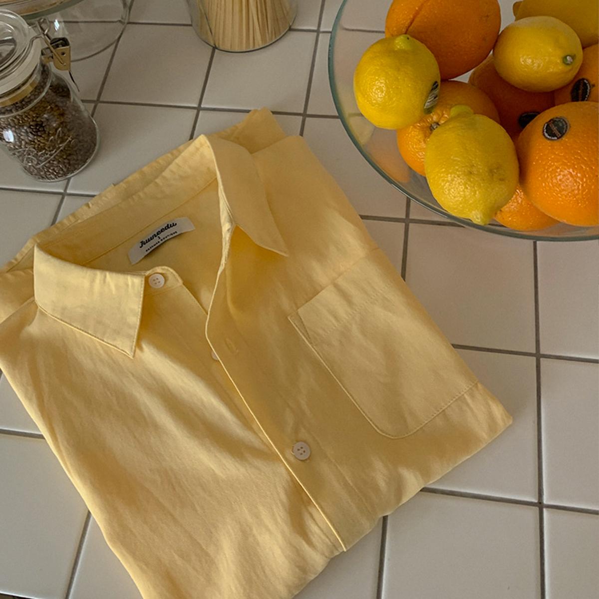 Breeze Cotton素色短袖睡衣套裝（黃色）