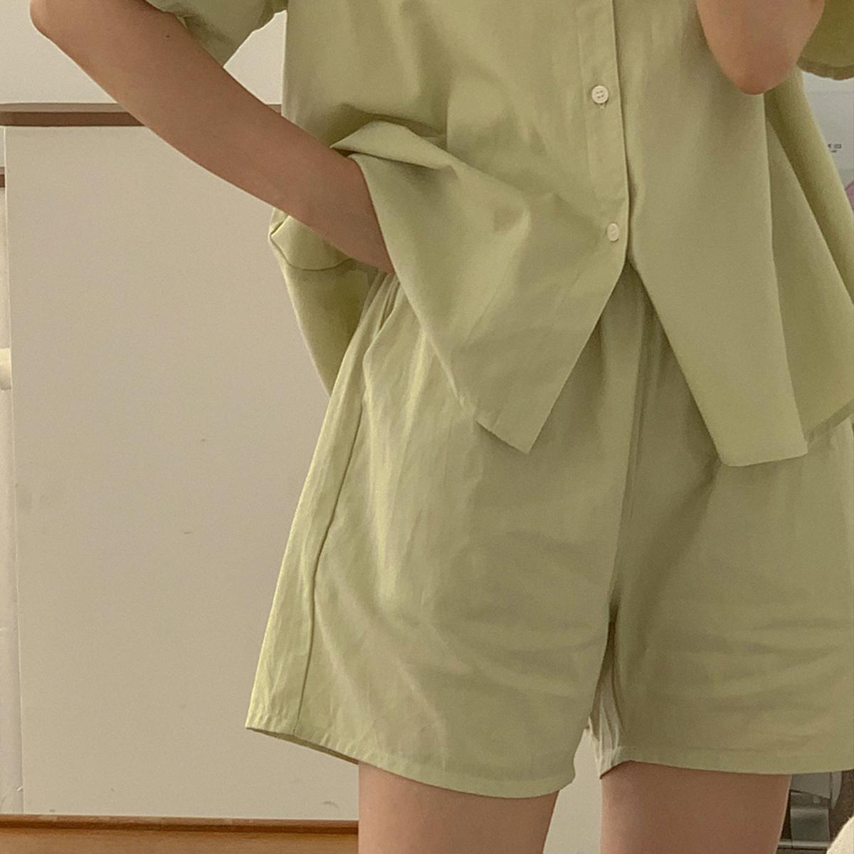 Breeze Cotton素色短袖睡衣套裝（綠色）