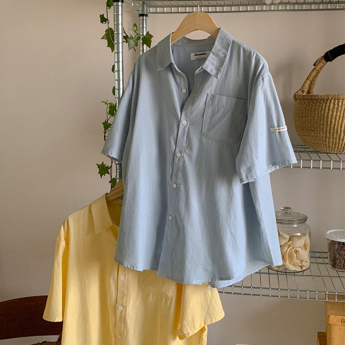 Breeze Cotton素色短袖睡衣套裝（藍色）
