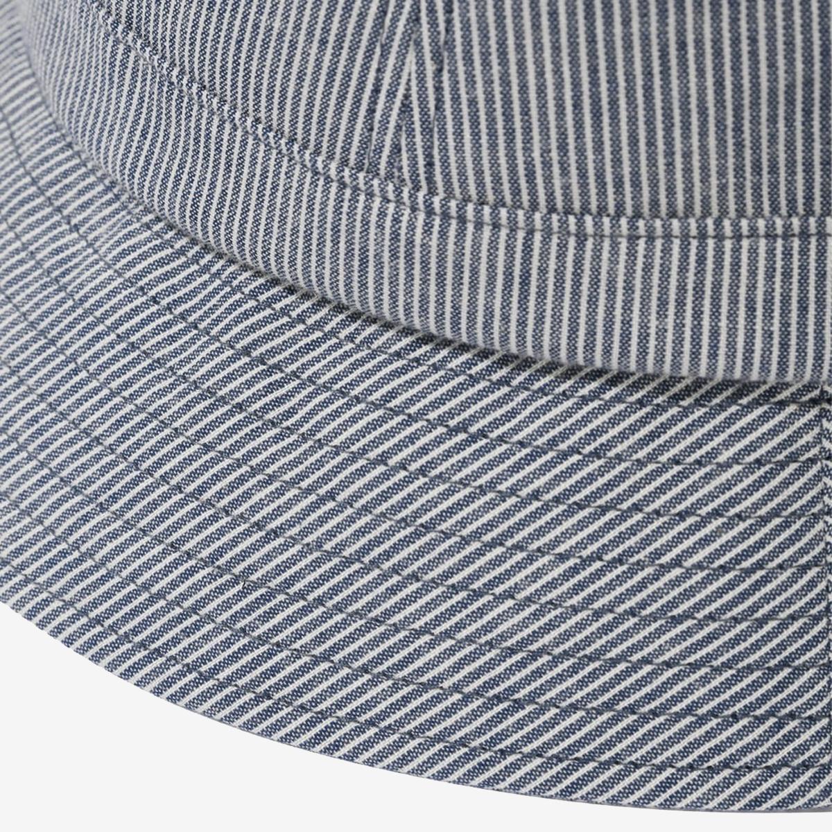 條紋刺繡LOGO漁夫帽（海軍藍）