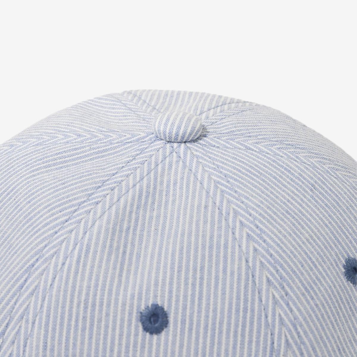 條紋刺繡LOGO漁夫帽（藍色）