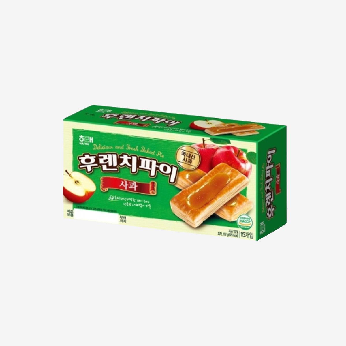 korean brand haitai's apple flavor french pie in green box