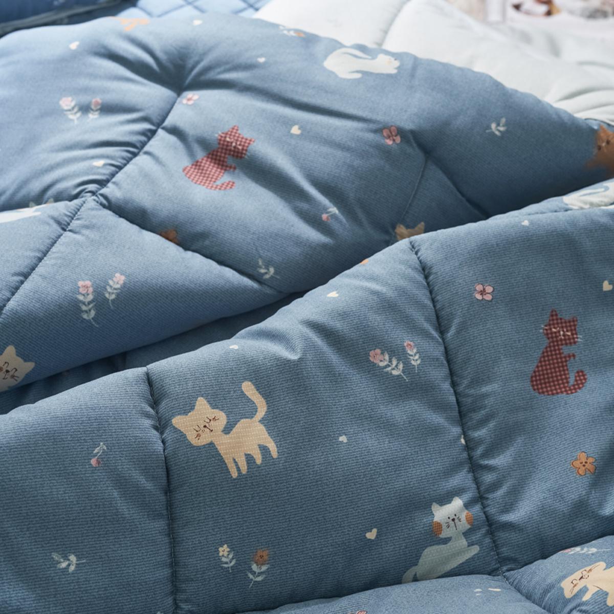 彩色小貓寢具 - 四季被（藍色）