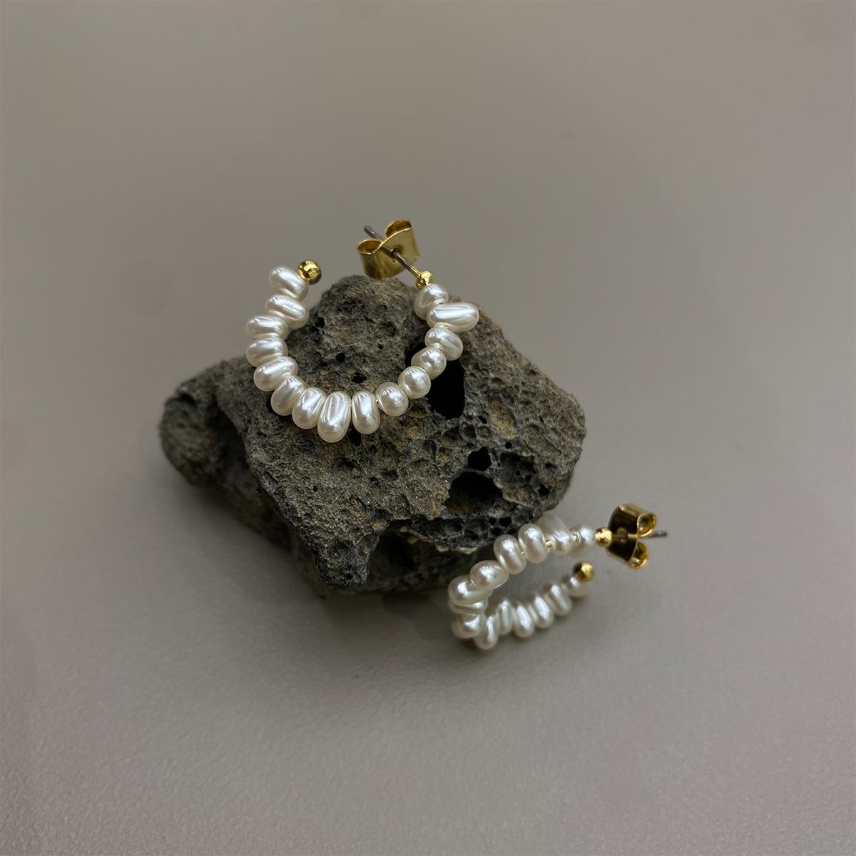 典雅珍珠耳環（金色）