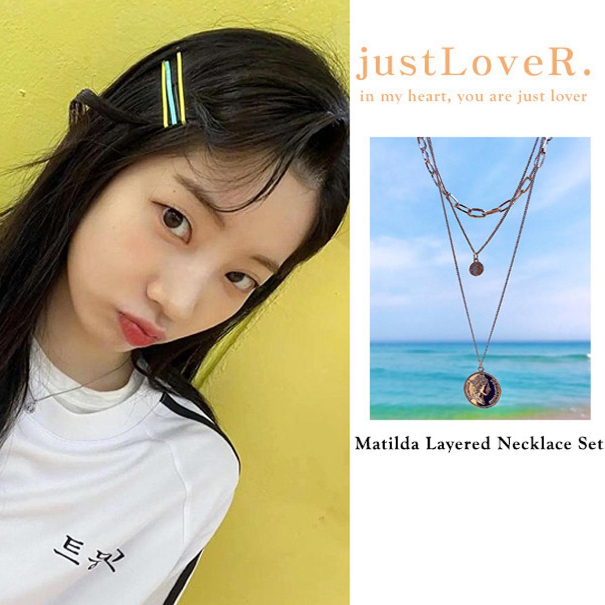 《IU&TWICE 多賢&Red Velvet YERI同款》Matilda 3入項鍊組（銀色-大,小硬幣+鎖鏈）