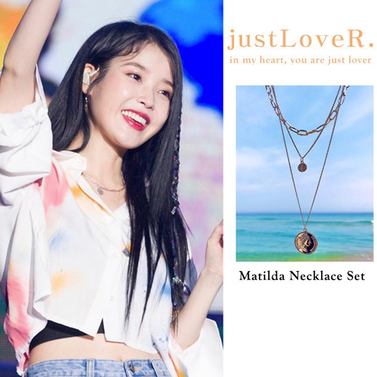 《IU&TWICE 多賢&Red Velvet YERI同款》Matilda 3入項鍊組（銀色-大,小硬幣+頸鏈）