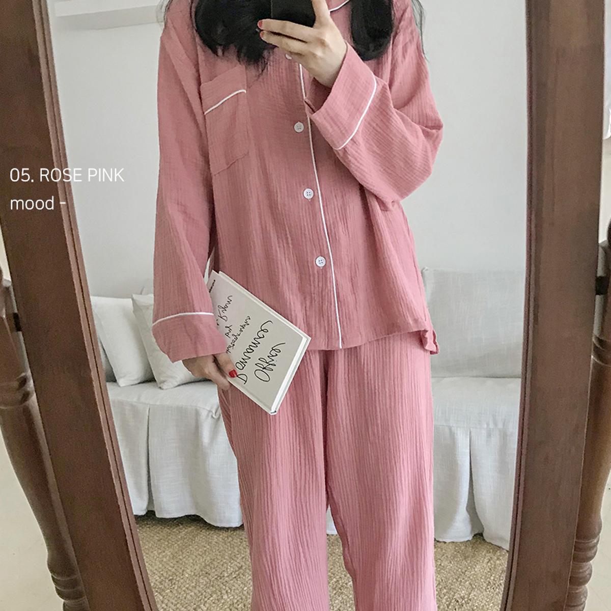 SevenDays長袖七彩睡衣（玫瑰粉）