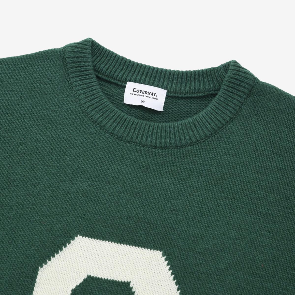 C字LOGO羊毛針織毛衣（綠色）