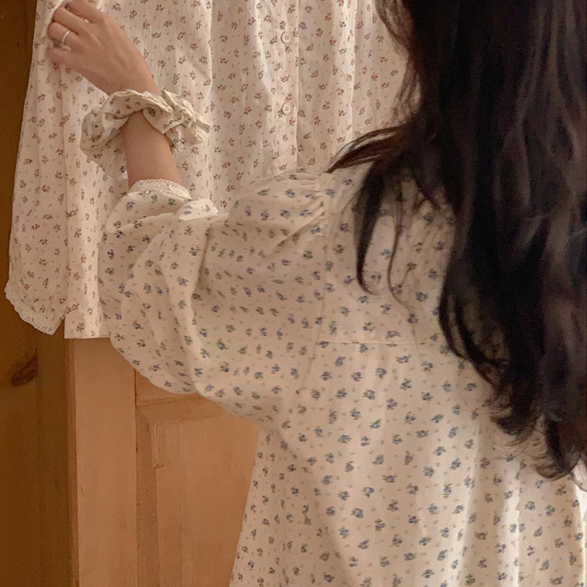 Daphne Scrunchie蕾絲碎花長袖睡衣套裝
