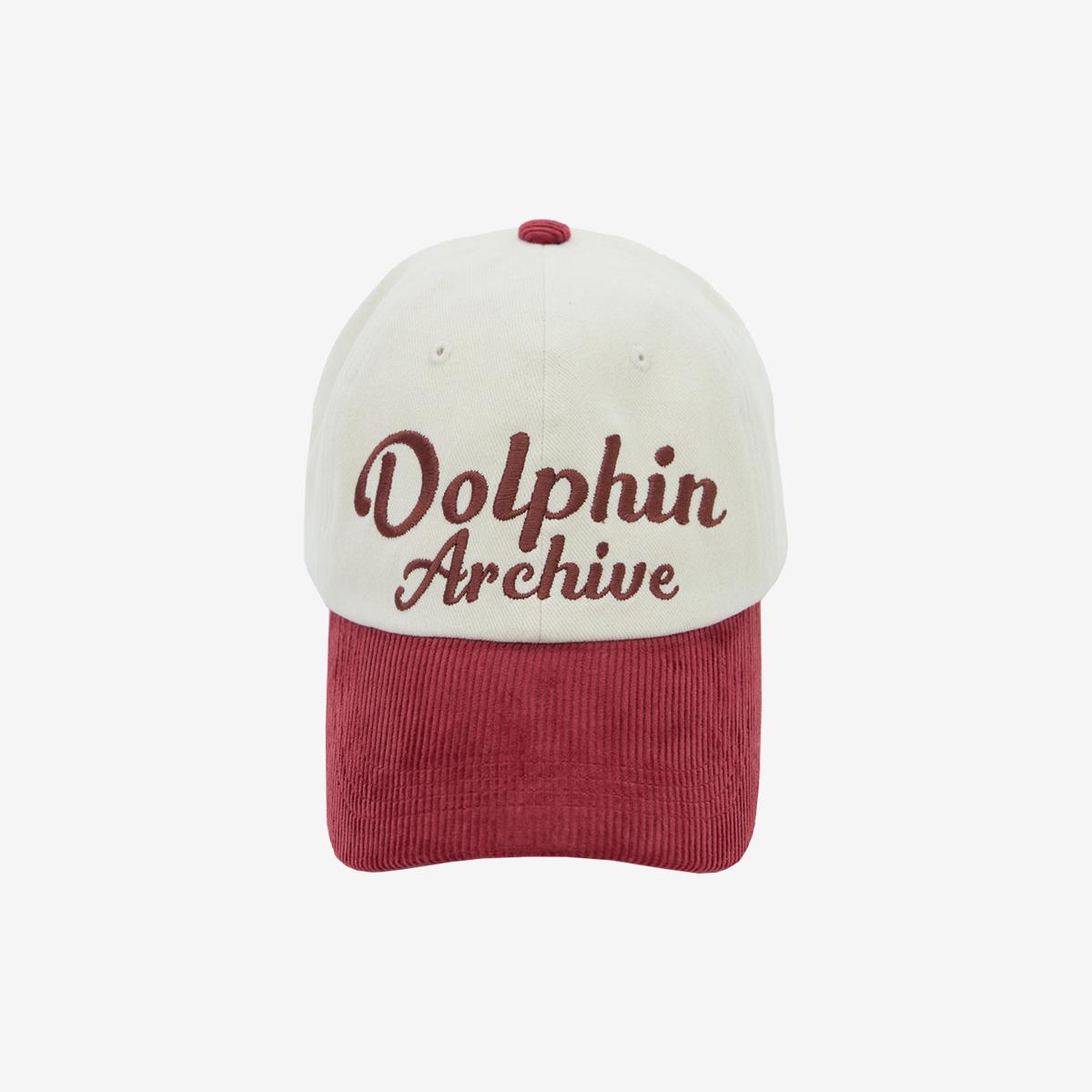 《BTS V同款》Dolphin Archive雙色棒球帽（暗紅色）