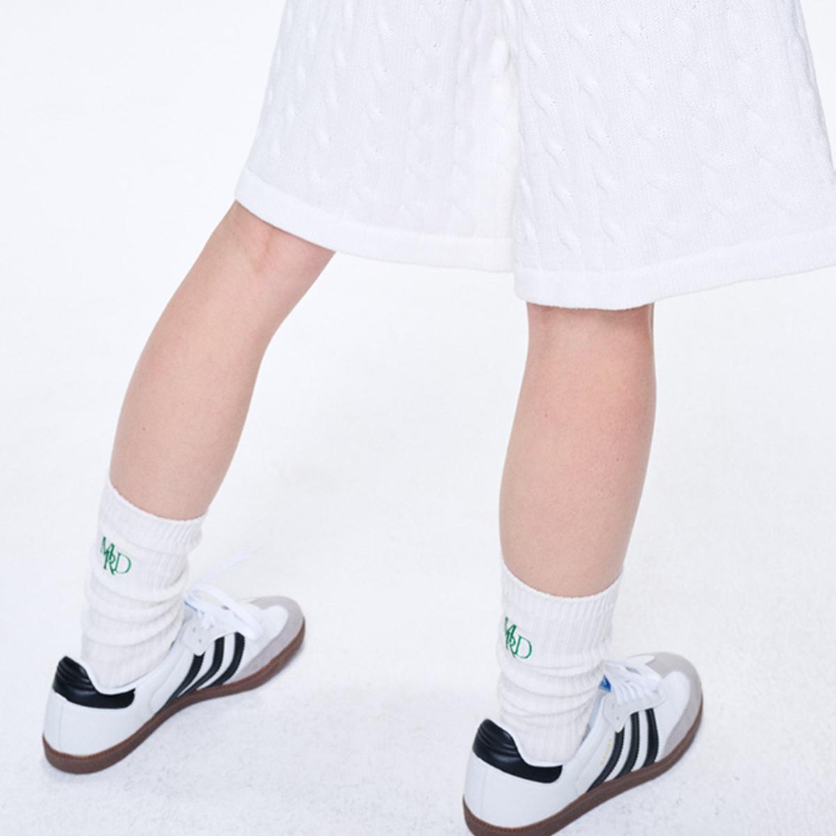 MRD LOGO刺繡長襪（白色-綠色）