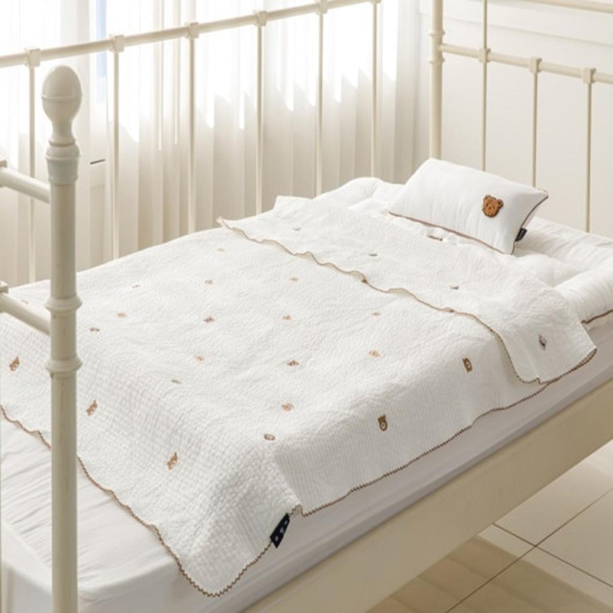 兒童寢具 -  巧克熊午睡被&睡墊組（白色）