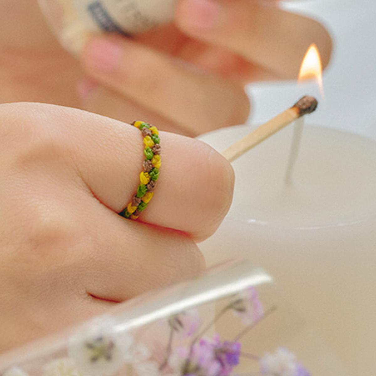 花朵祝福編織戒指（8月 向日葵）