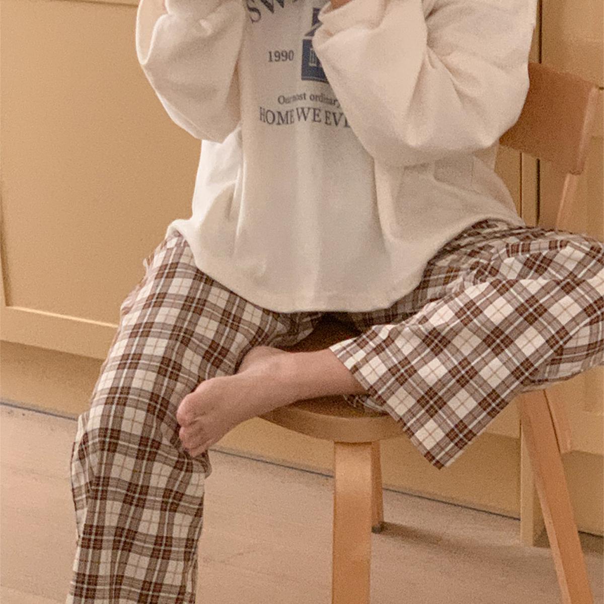 Stay Home格紋睡褲
