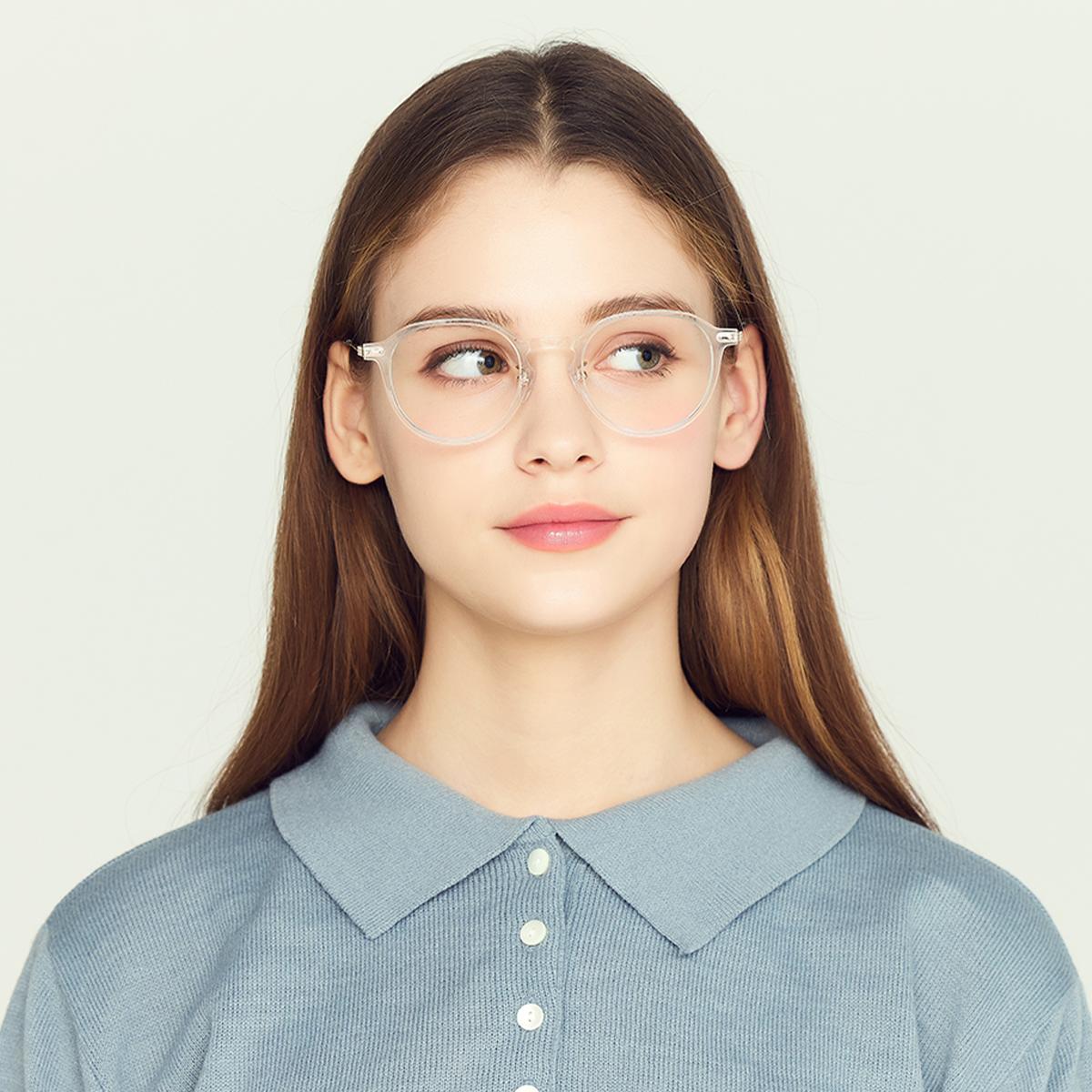 《STAYC Sumin&裴仁爀同款》GINGER鈦金透明膠框藍光眼鏡