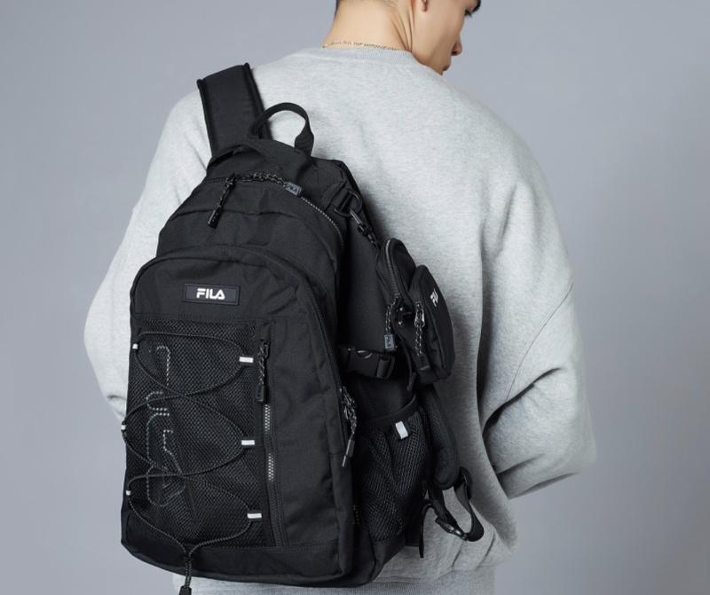 fila korea in t-pack 21 backpack black on by model