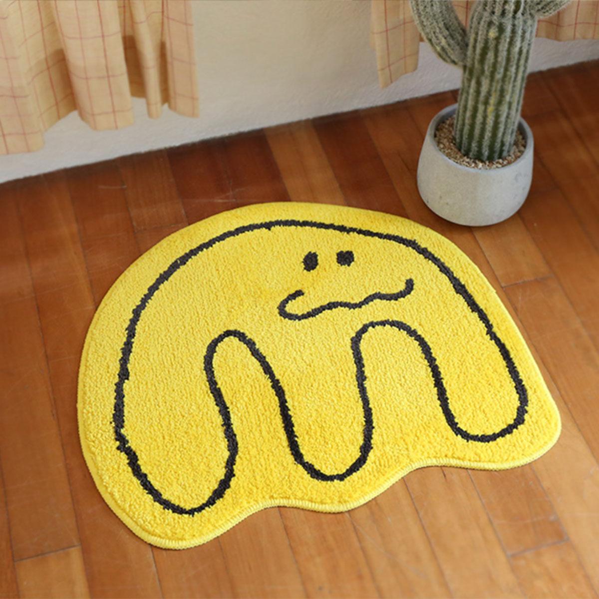 黃色塗鴉小型地毯