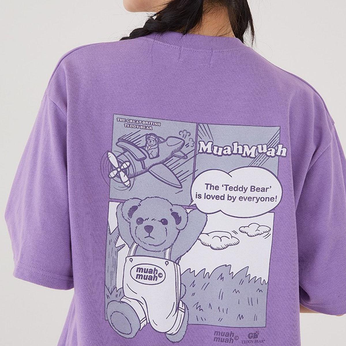 噴射機熊熊 短袖T（淺紫色）