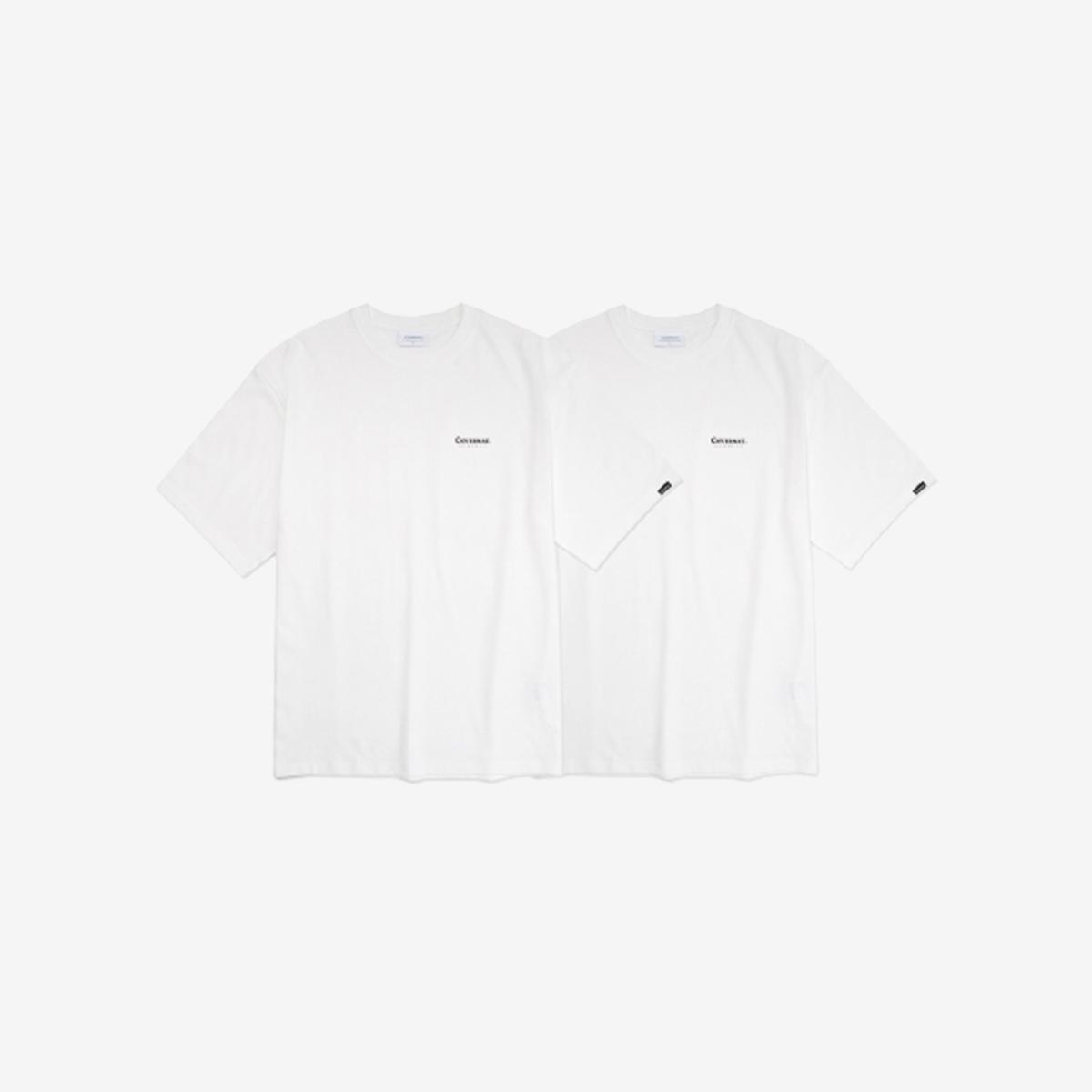 小LOGO純棉短袖上衣兩件組（白色）