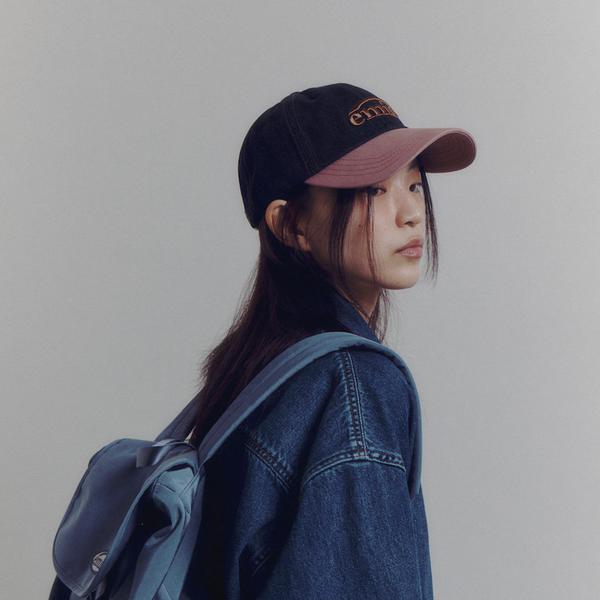 EMIS WASHED DENIM BALL CAP-GRAY/PINK (Creatrip)